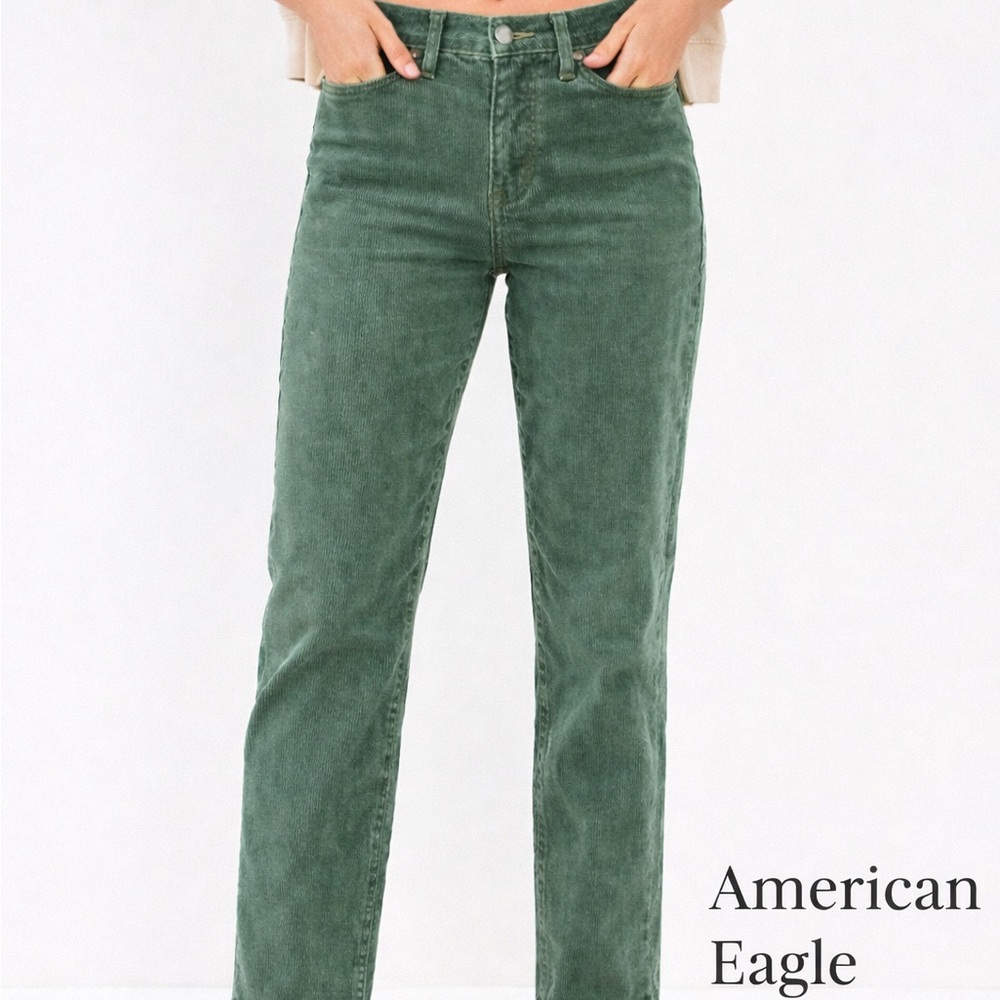 American Eagle Mom Straight Corduroy Pants Green Size 4 Stretch - Picture 11 of 11